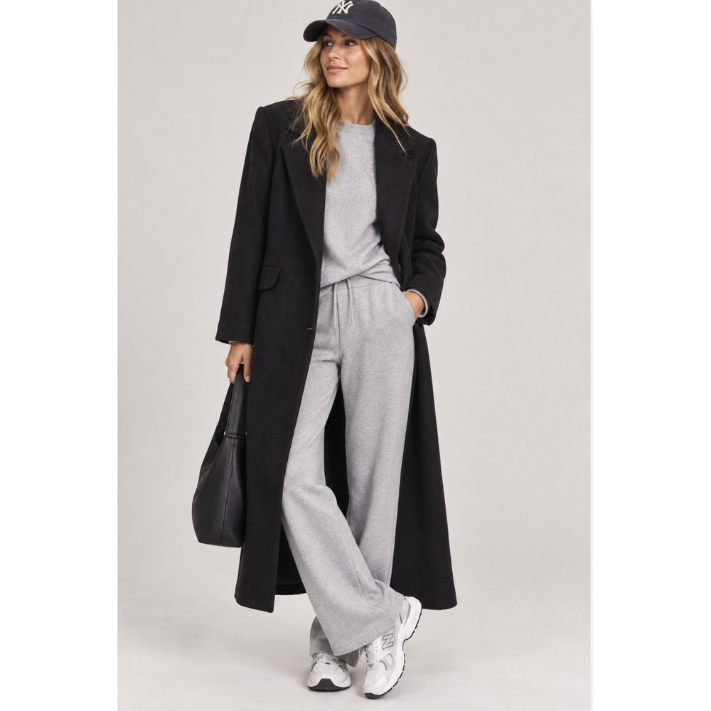Vtg Worthington Women Wool Cashmere Longline Overcoat Jacket Dark Gray Sz 12